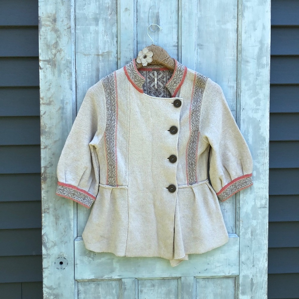 Free People Fair Isle Wool Sweater Coat